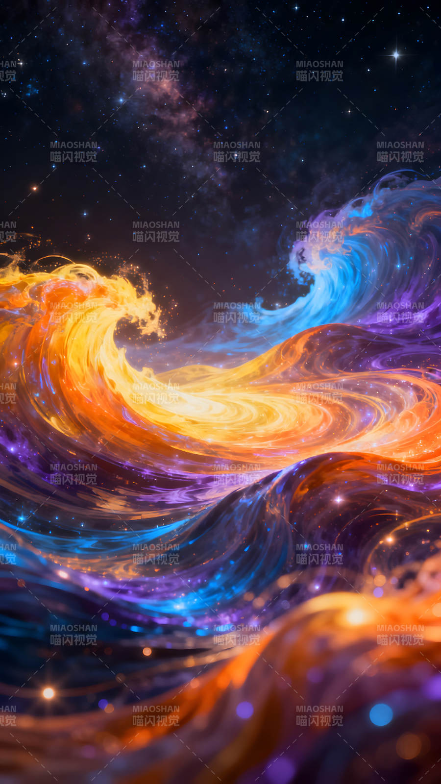 宇宙星云流动绚丽多彩的景象图片