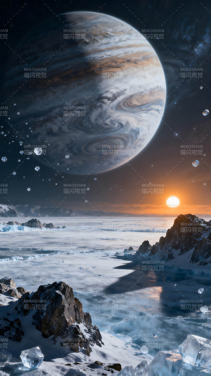 冰雪星球下的宇宙奇观图片