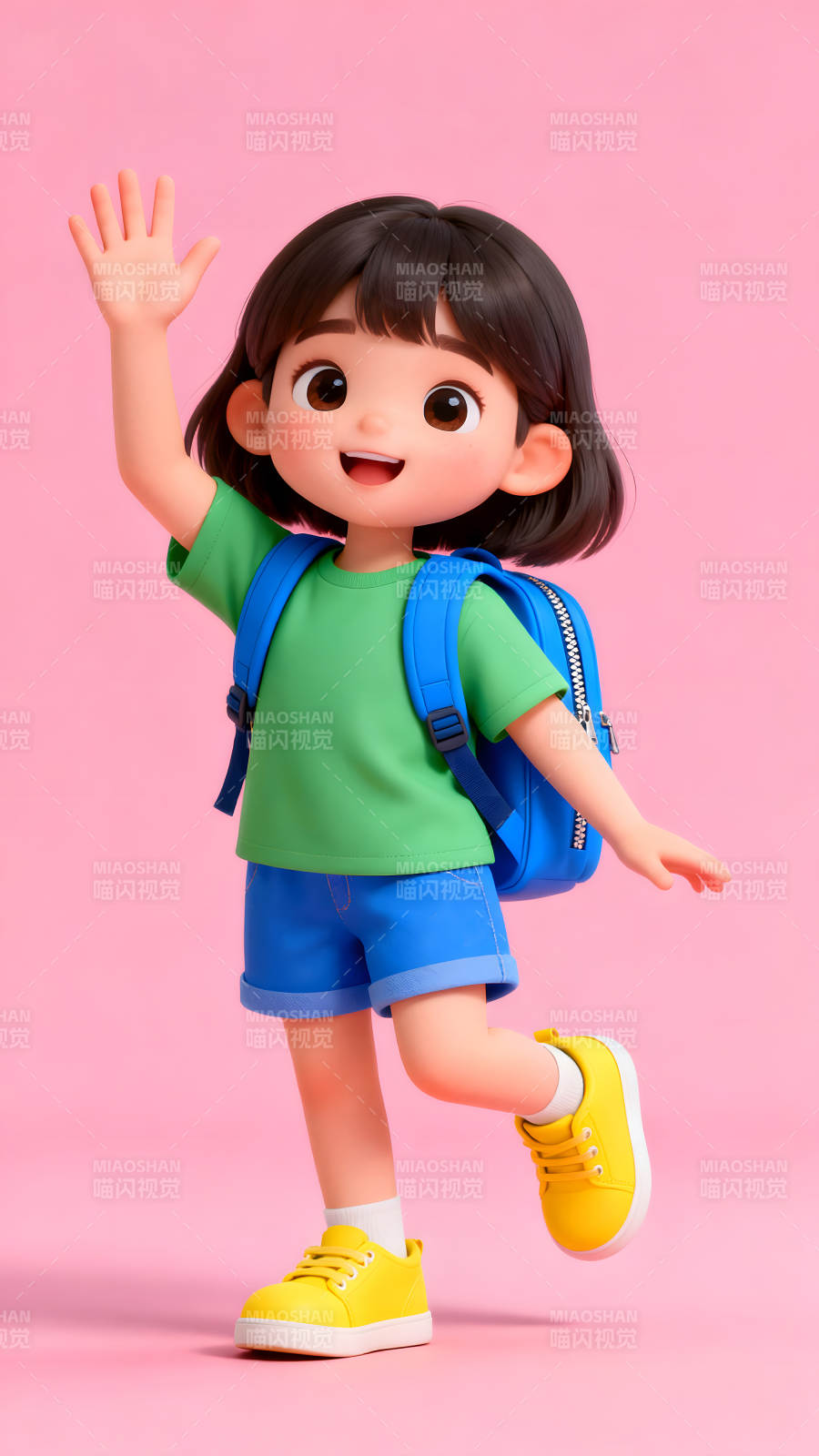 可爱卡通女孩上学去图片