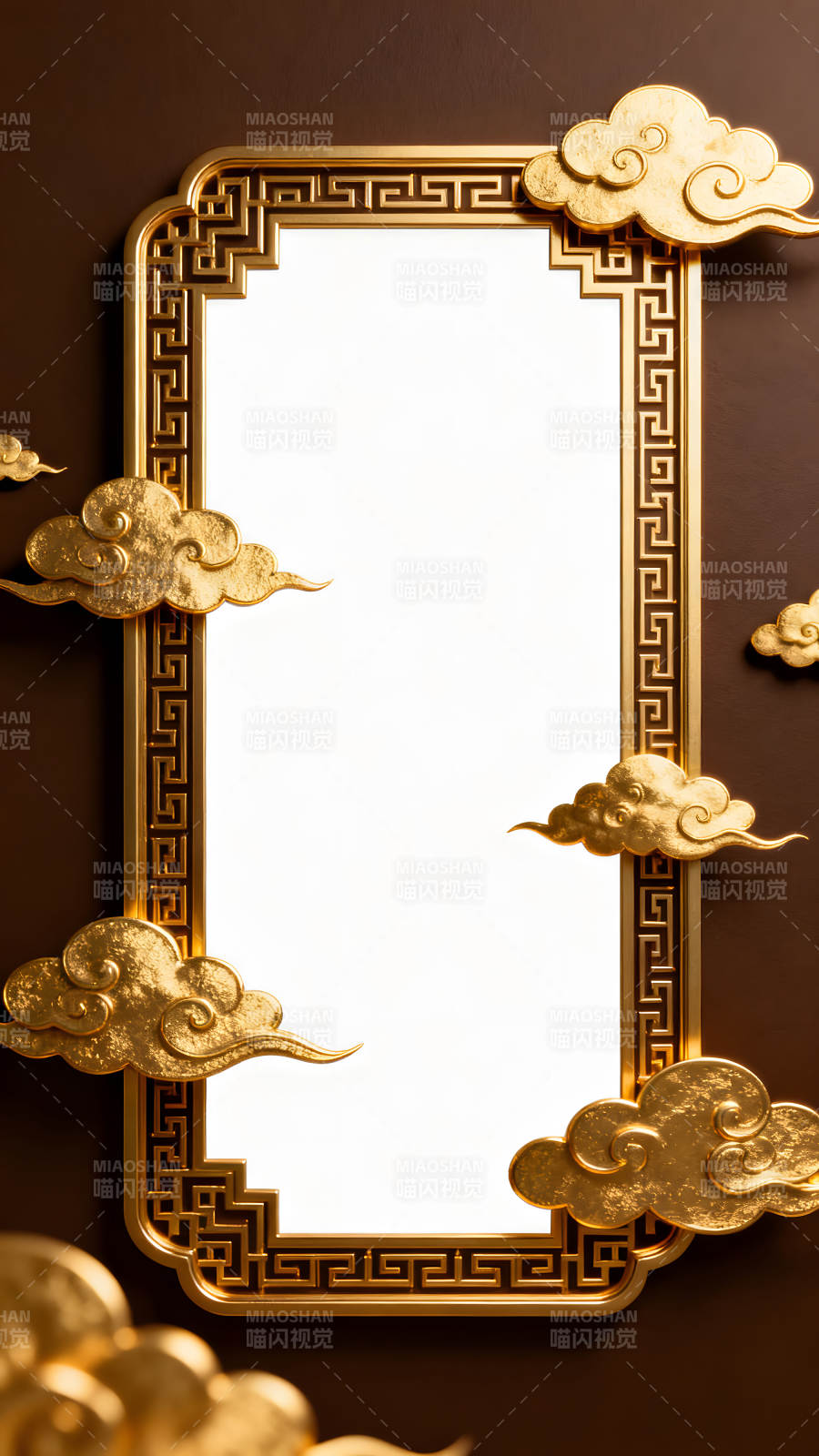 金色框架与祥云装饰图片