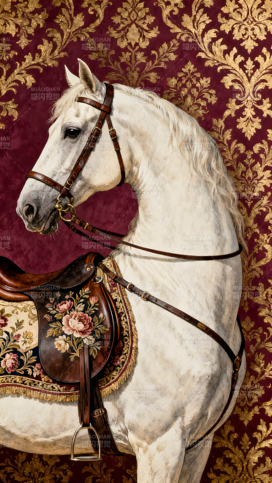 华丽骏马肖像油画图片