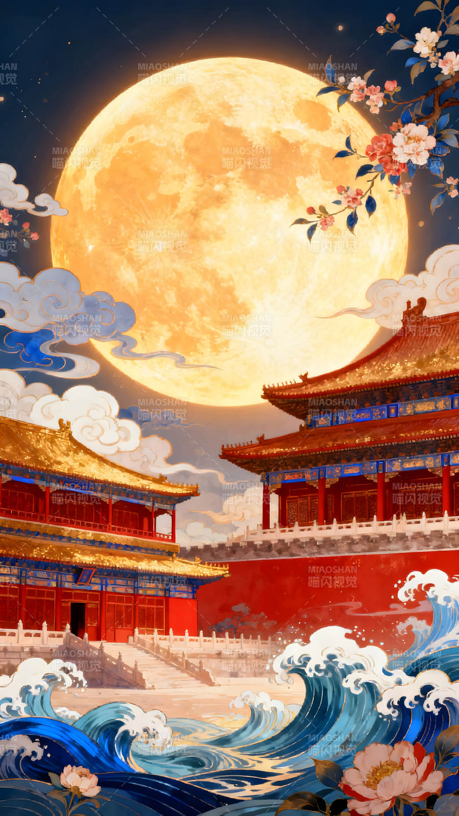 宫殿明月夜景唯美图图片