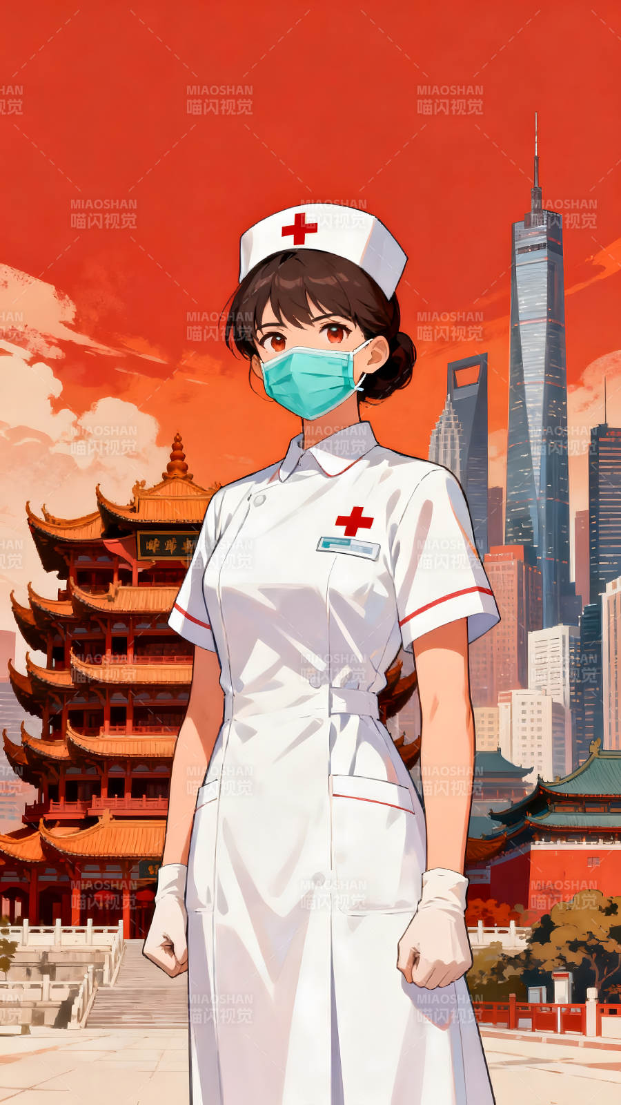 中国护士城市背景图图片