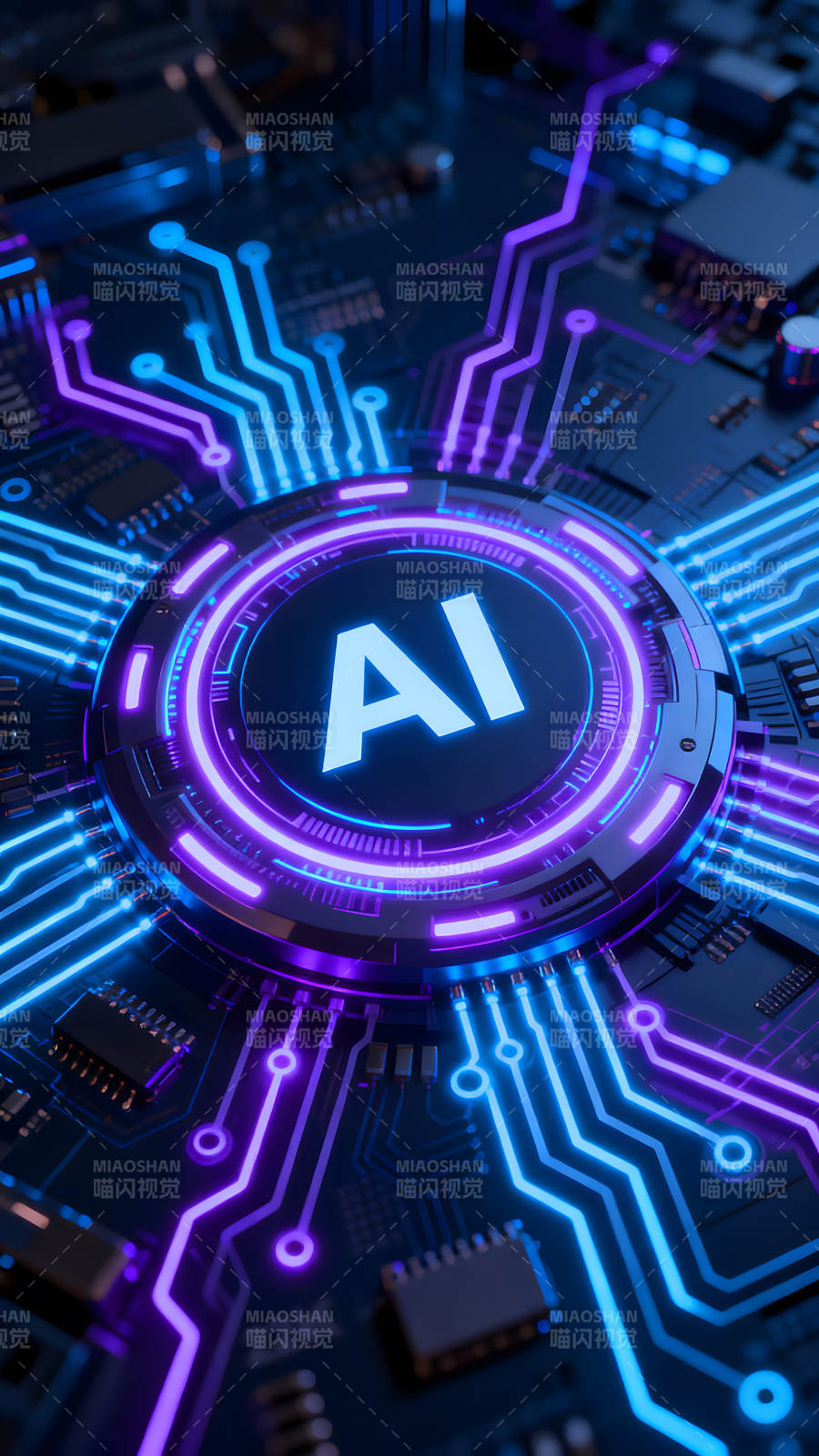 AI芯片电路视觉效果图图片
