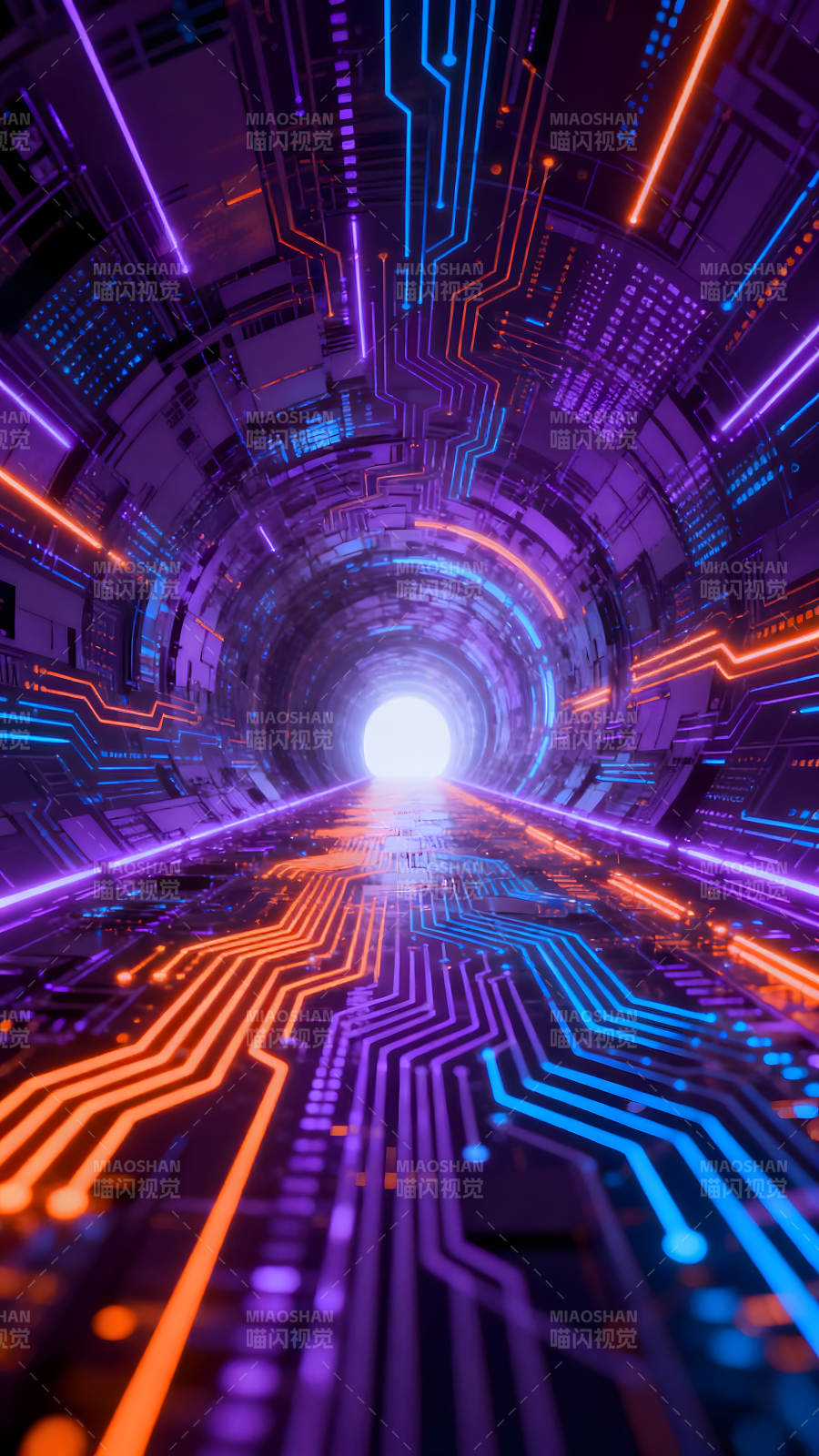 科技隧道光影绚烂图片