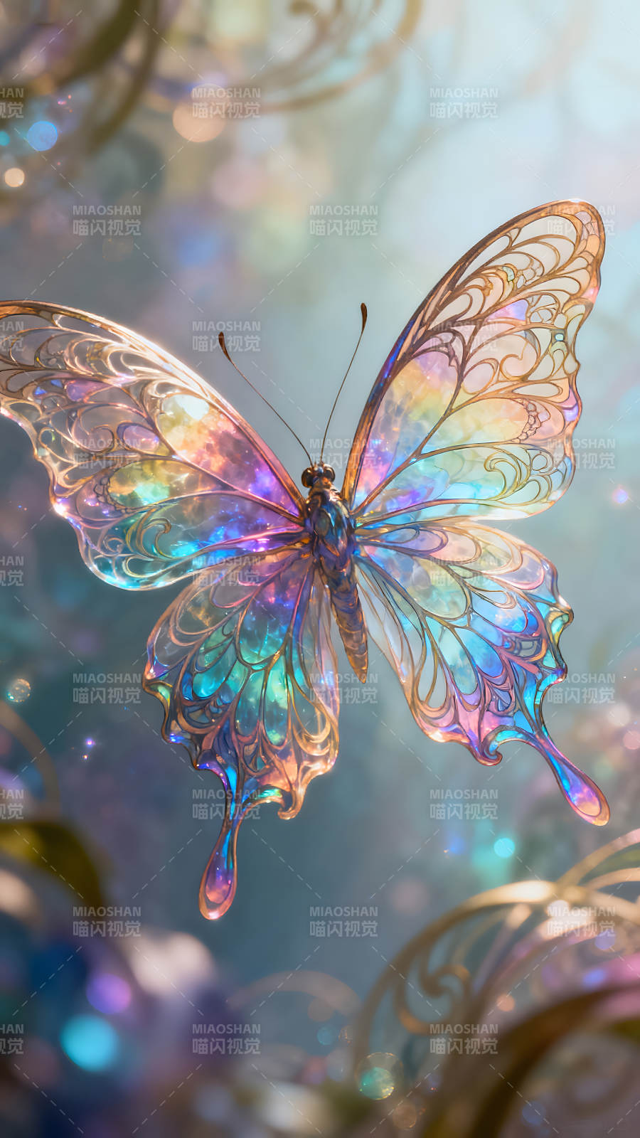梦幻蝴蝶在光影中飞舞图片