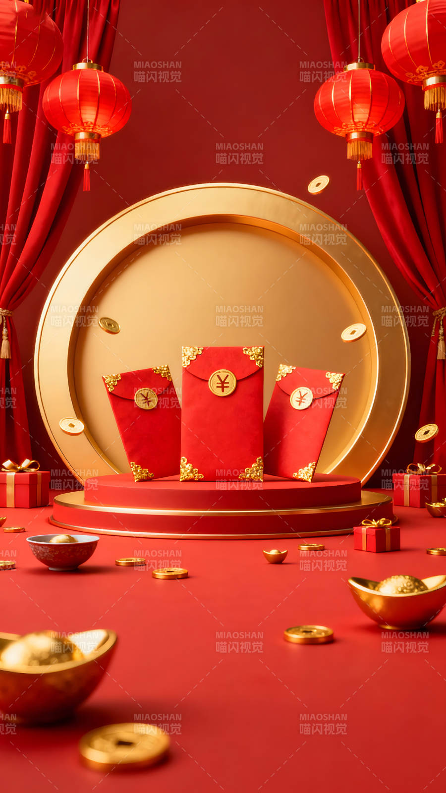 春节红包金币装饰图片