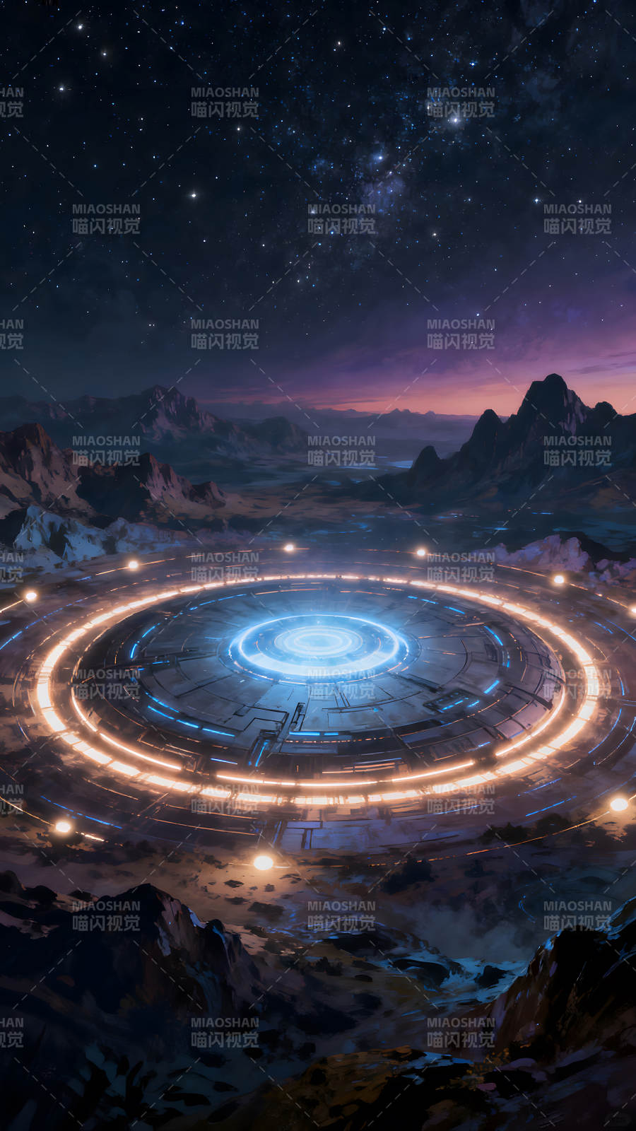 星空下的未来科技平台图片