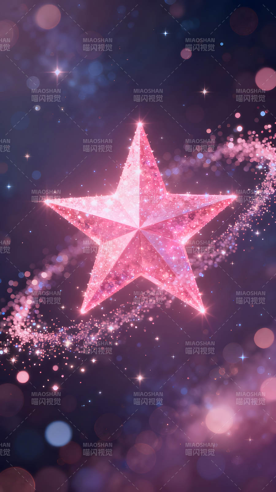粉色星光闪耀的梦幻夜空图片