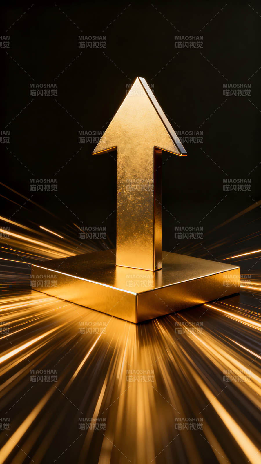 金色箭头向上冲刺的视觉意象图片