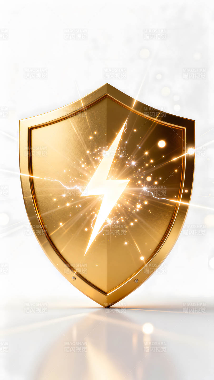 金色盾牌闪电标志图片