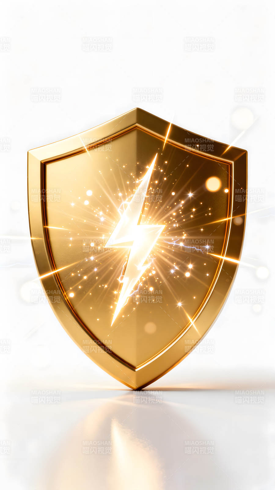 金色盾牌闪电特效保护图片
