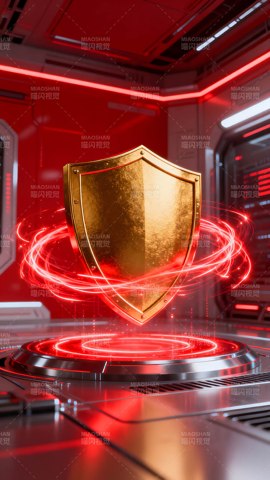 金色盾牌守护科技世界图片