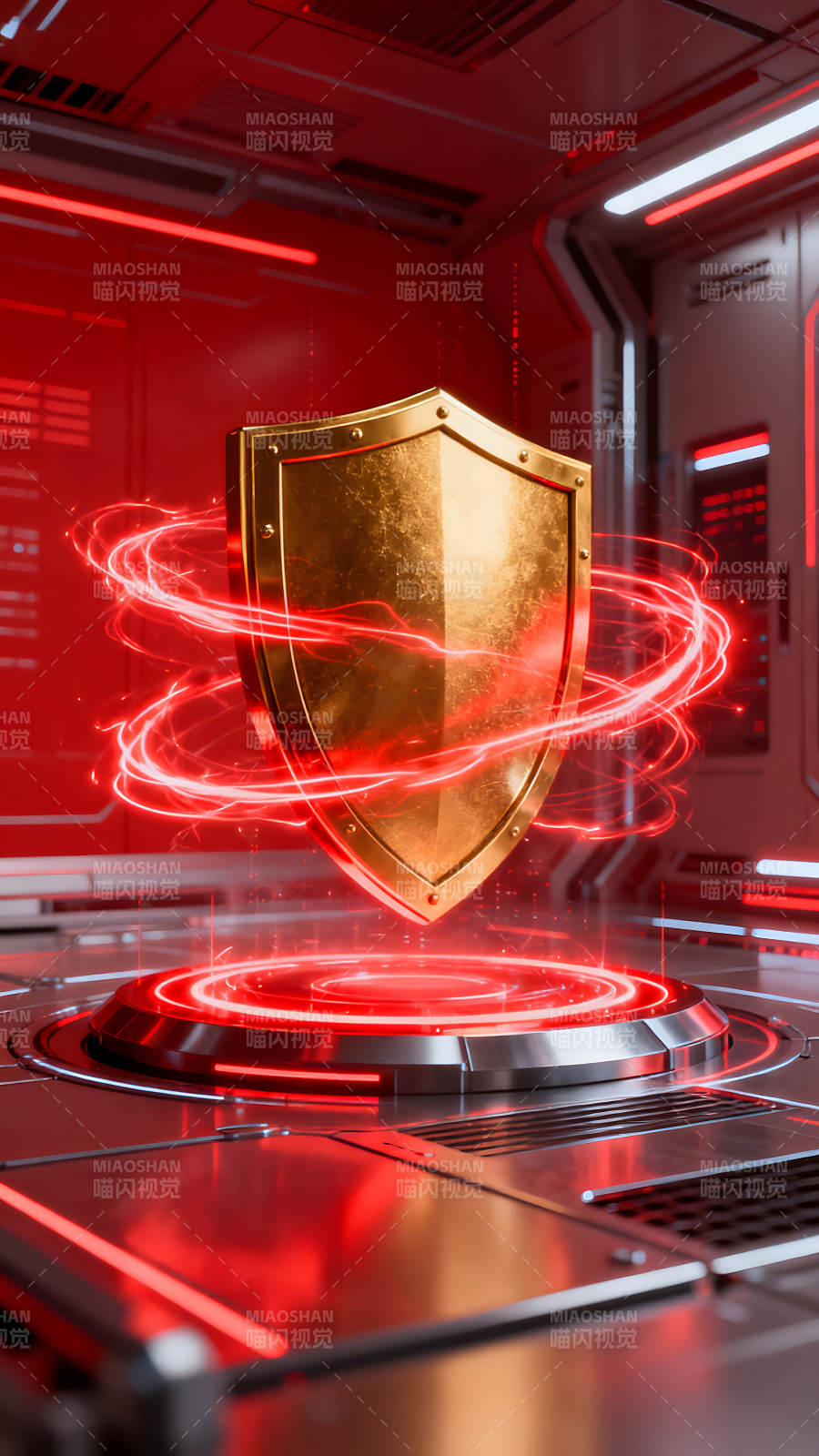 金色盾牌科技感十足图片