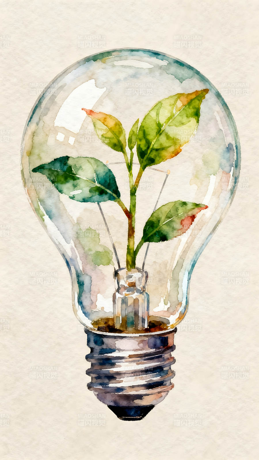 灯泡中的绿色植物图片