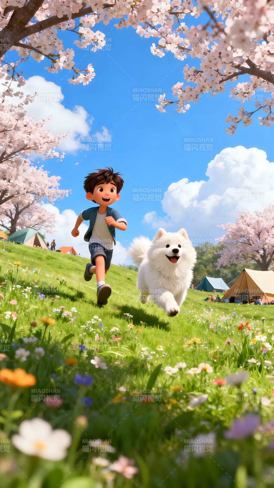 阳光明媚下的奔跑图片