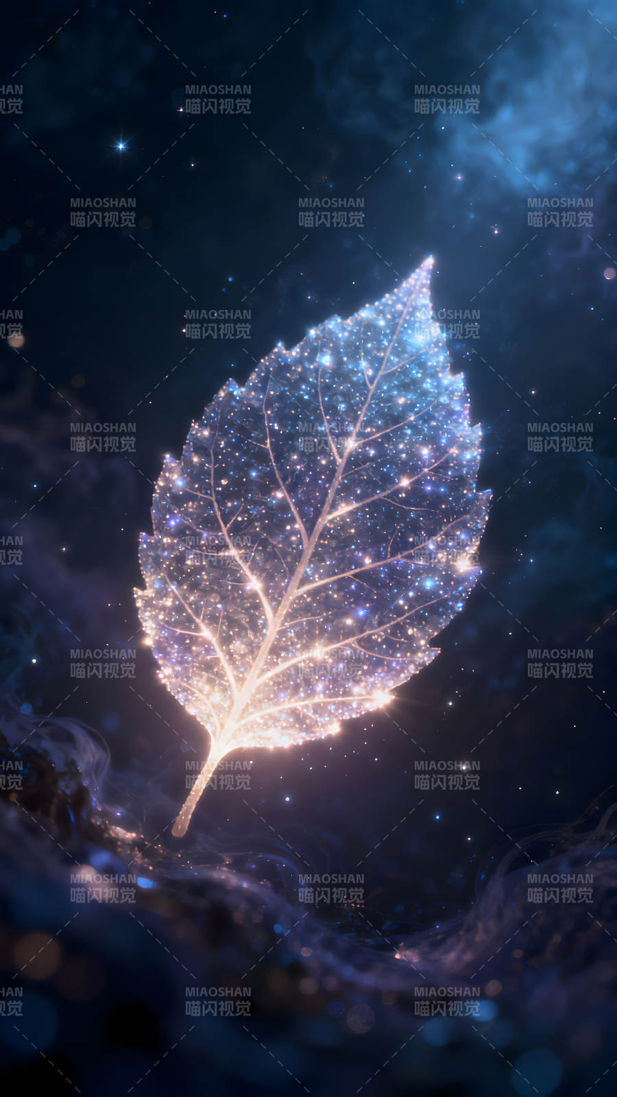 星光闪耀的叶子图片