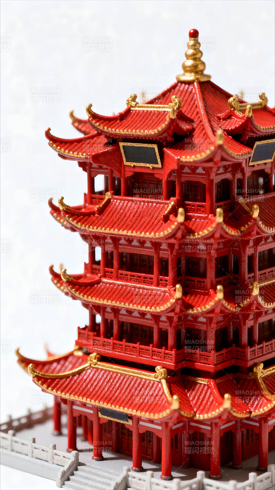 中国红建筑模型细节展示图片