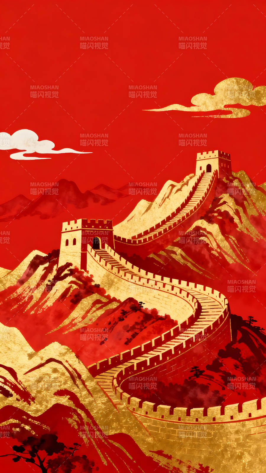 长城金碧辉煌中国传统元素图片