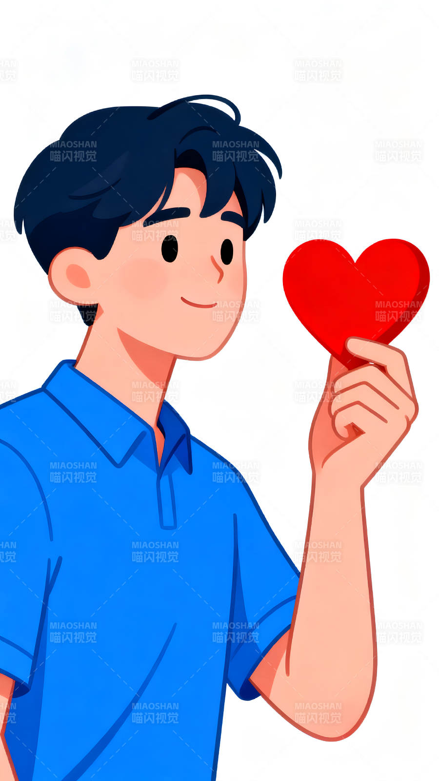 男孩手持爱心传递爱意图片