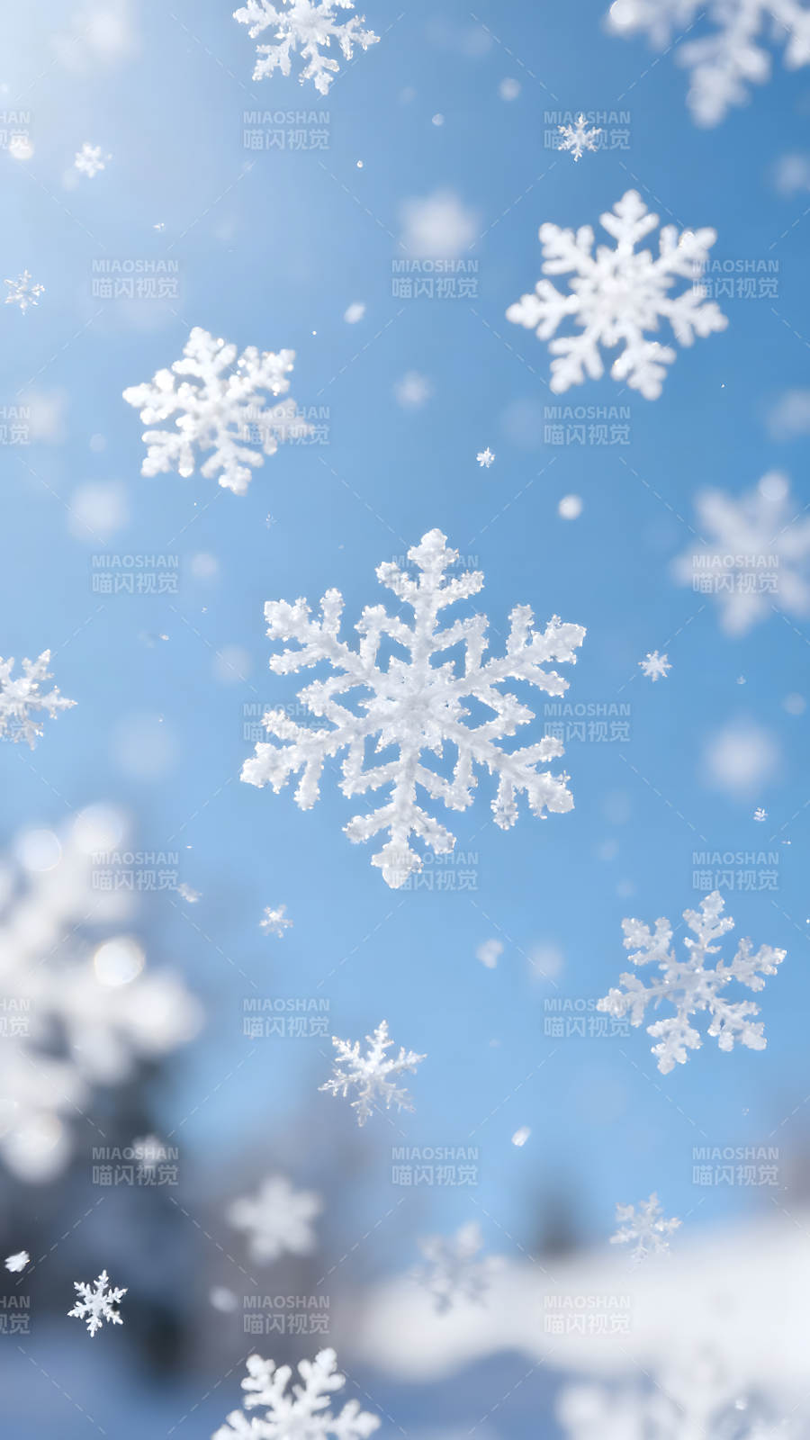 雪花飘落天空背景唯美画面图片