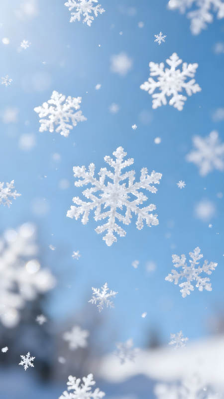 雪花飘落天空背景唯美画面图片