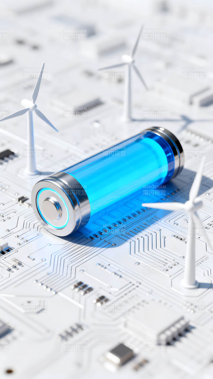能源电池与风力发电机图片