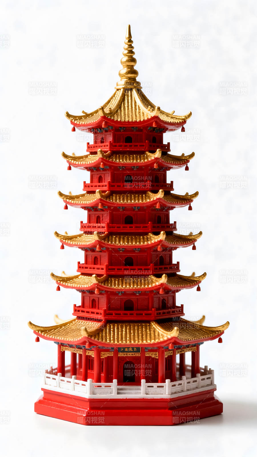 红色金色宝塔模型图片