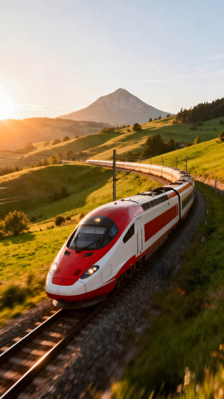 列车行驶在风景优美的山谷中图片