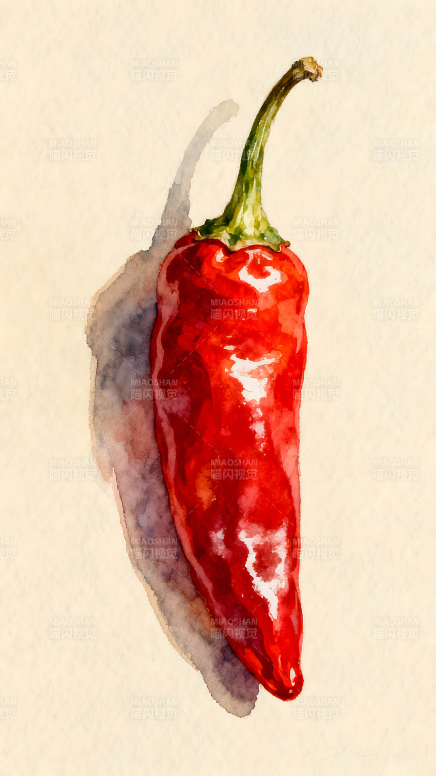 红辣椒水彩画艺术作品图片