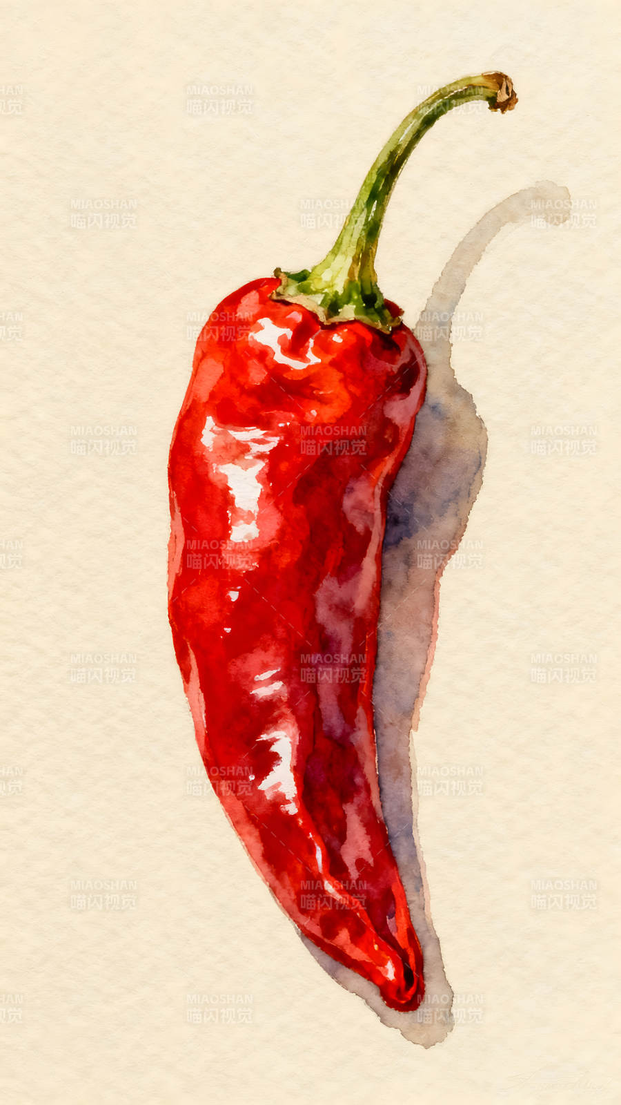红辣椒水彩画鲜艳逼真图片