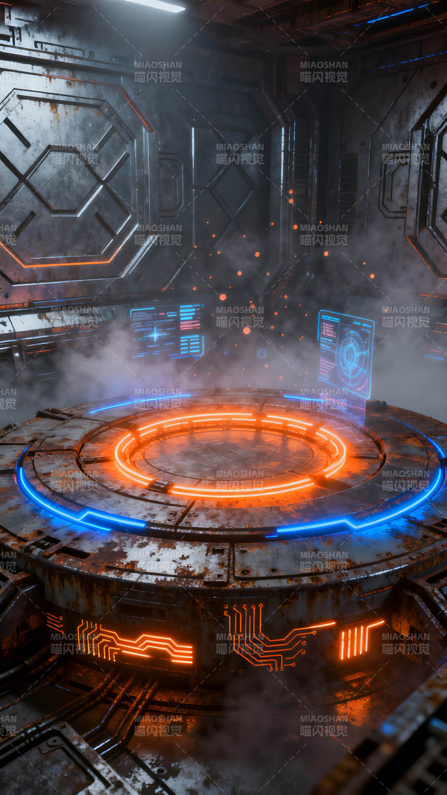 科幻空间平台装置发光图片