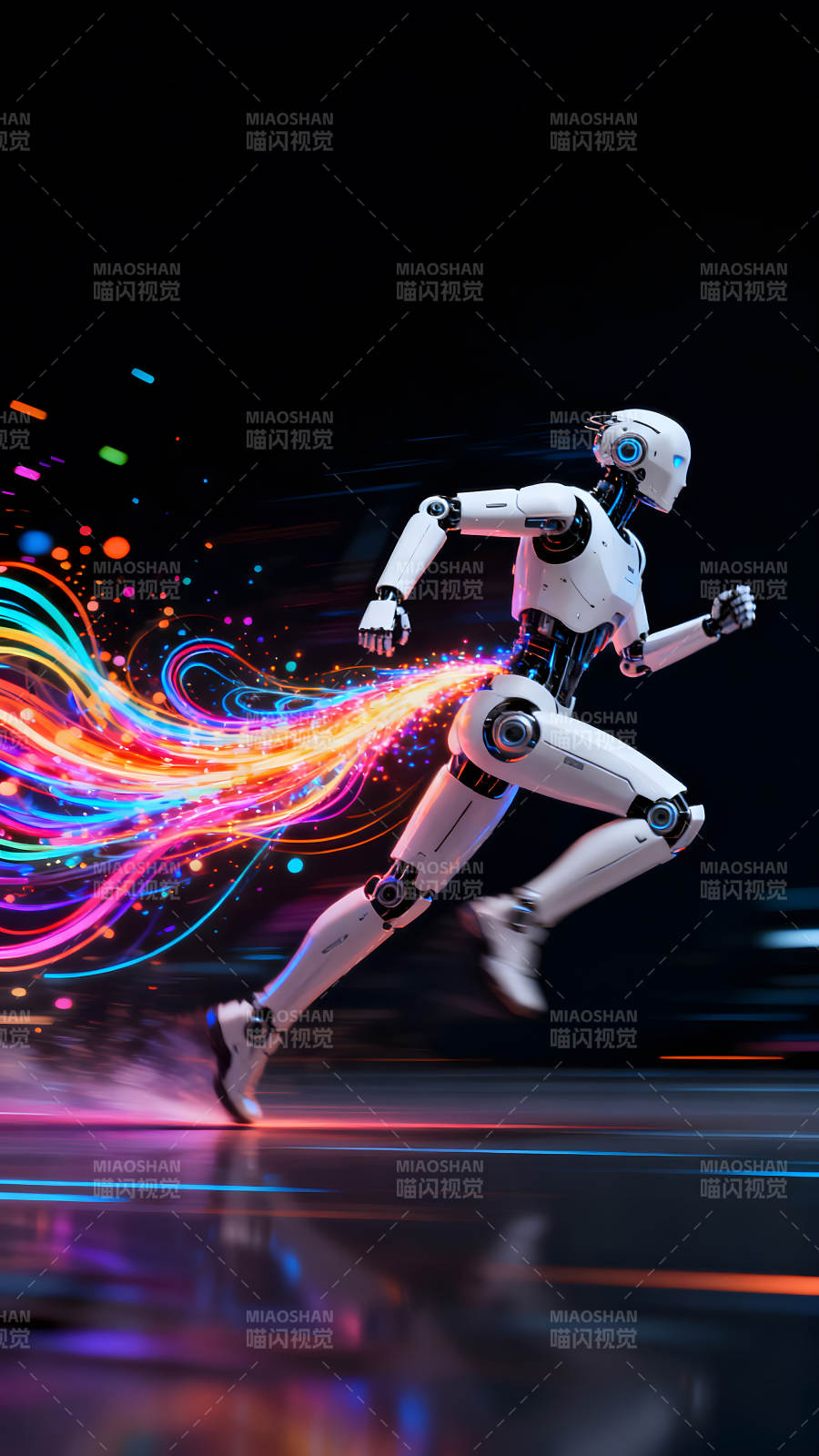 机器人飞速奔跑迸发光芒图片