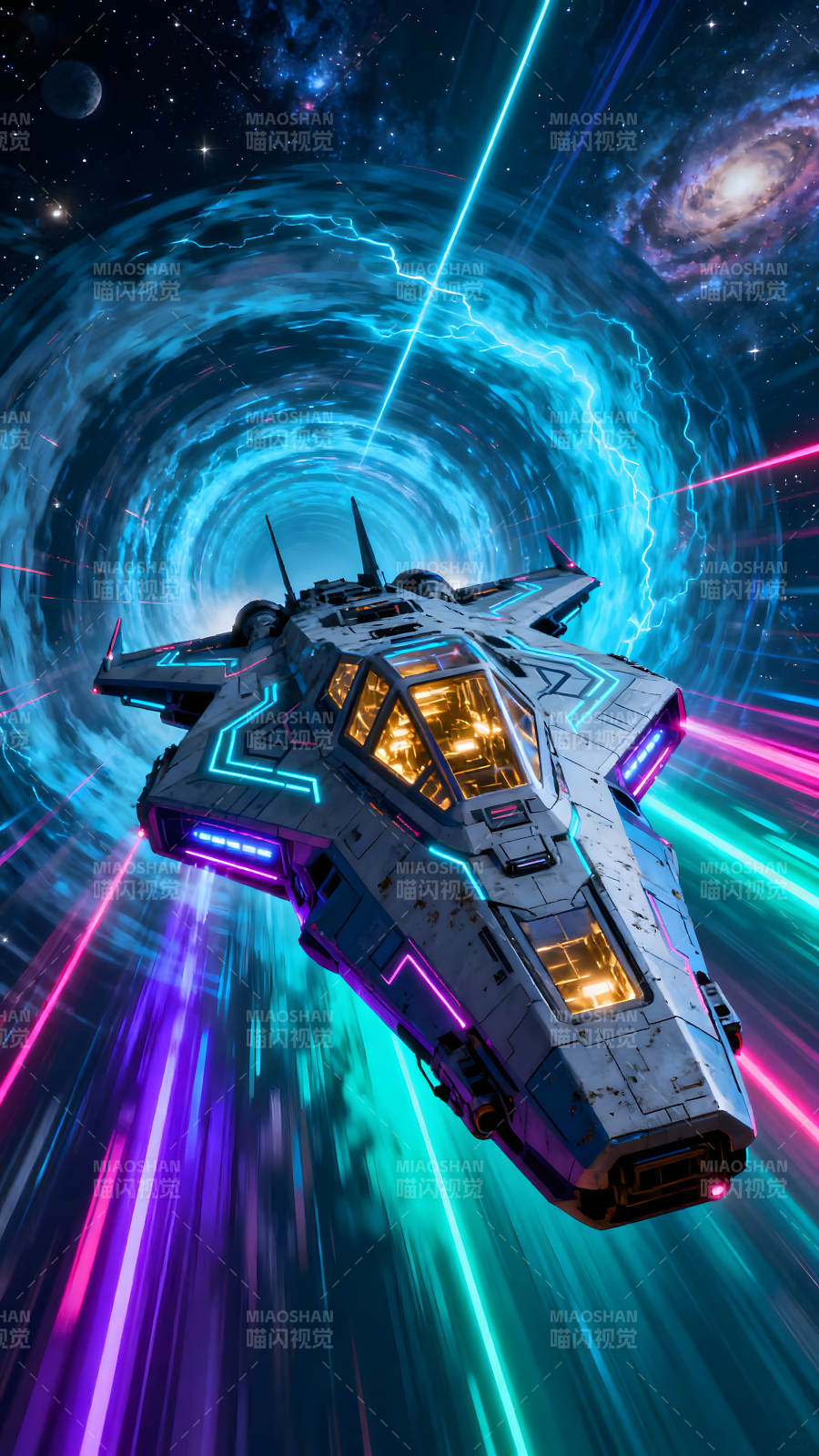 星际飞船穿越时空隧道图片