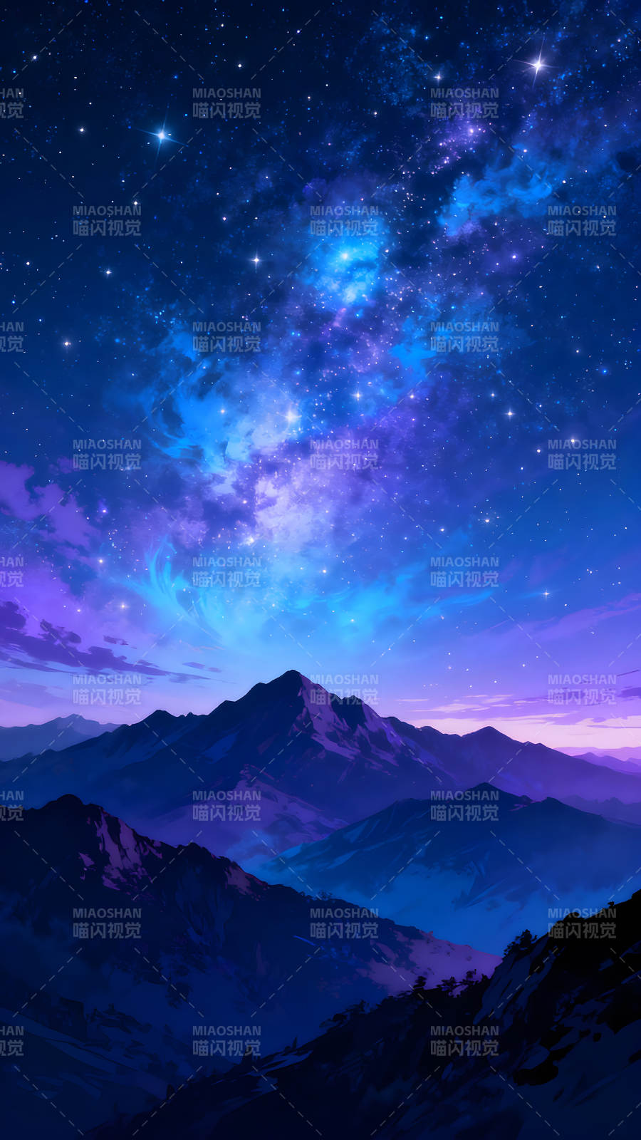 星空山脉静谧景象图片