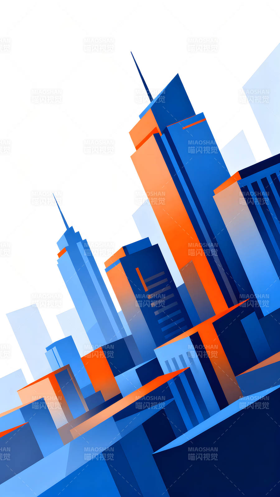 抽象城市建筑构成画面图片
