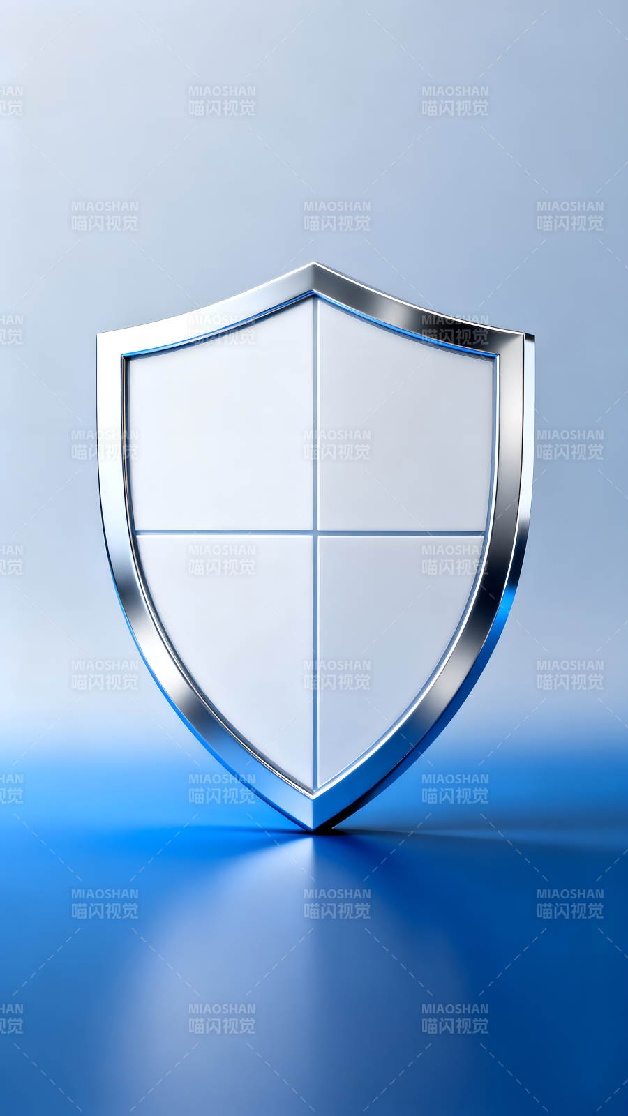 银色盾牌保护图像蓝光背景图片