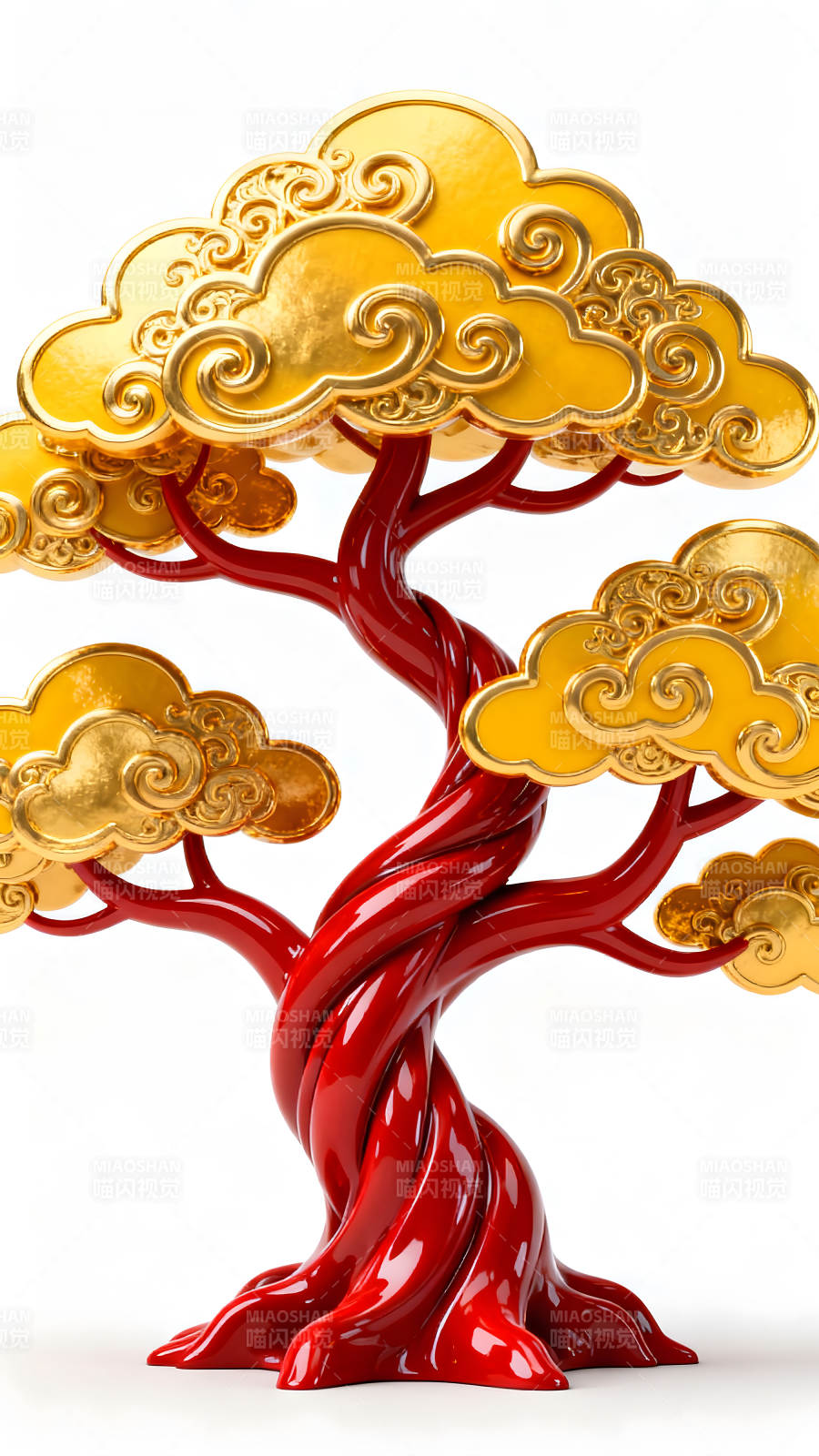 金色祥云红树装饰图片