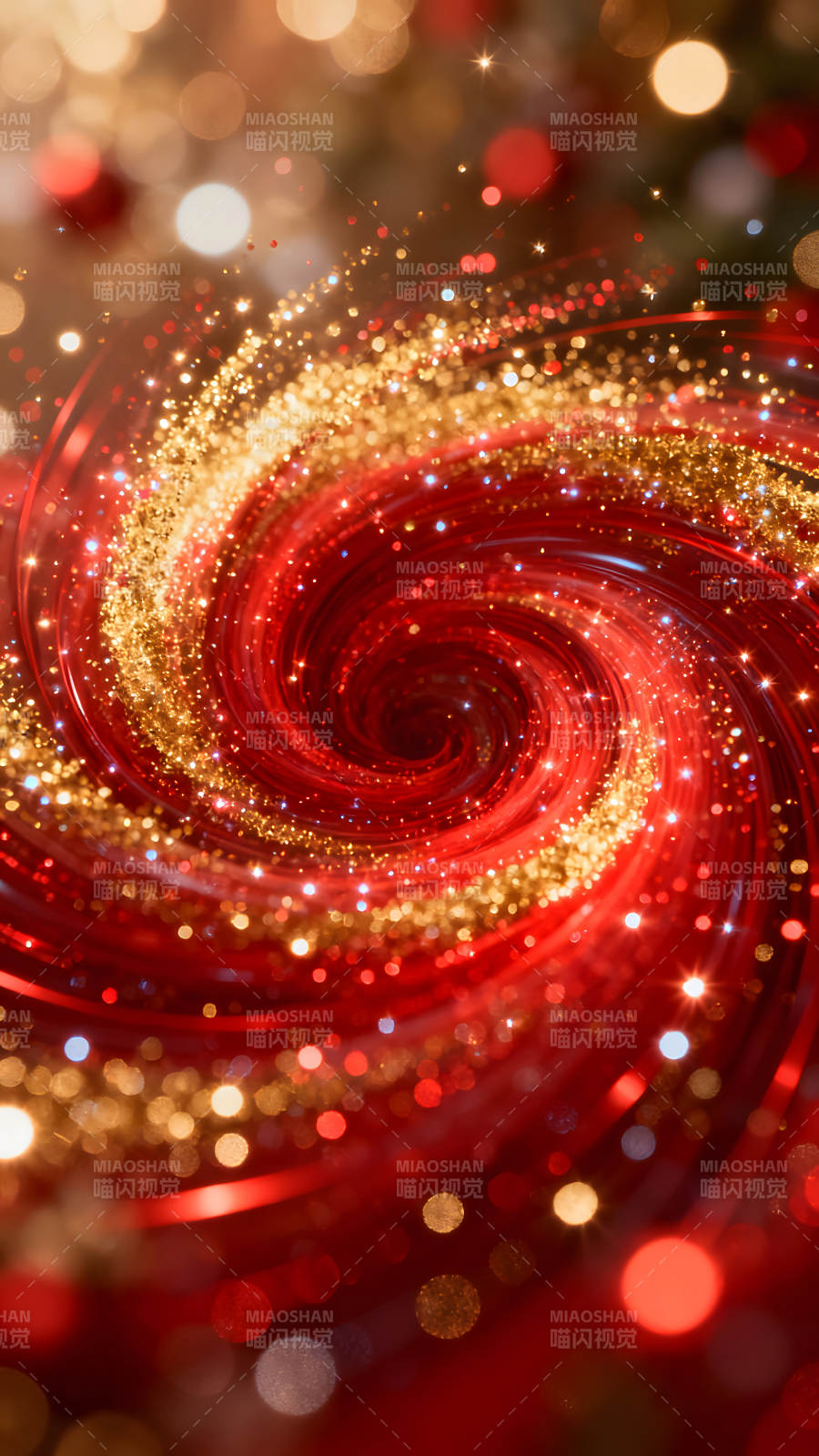 璀璨红色漩涡闪耀金色光芒图片