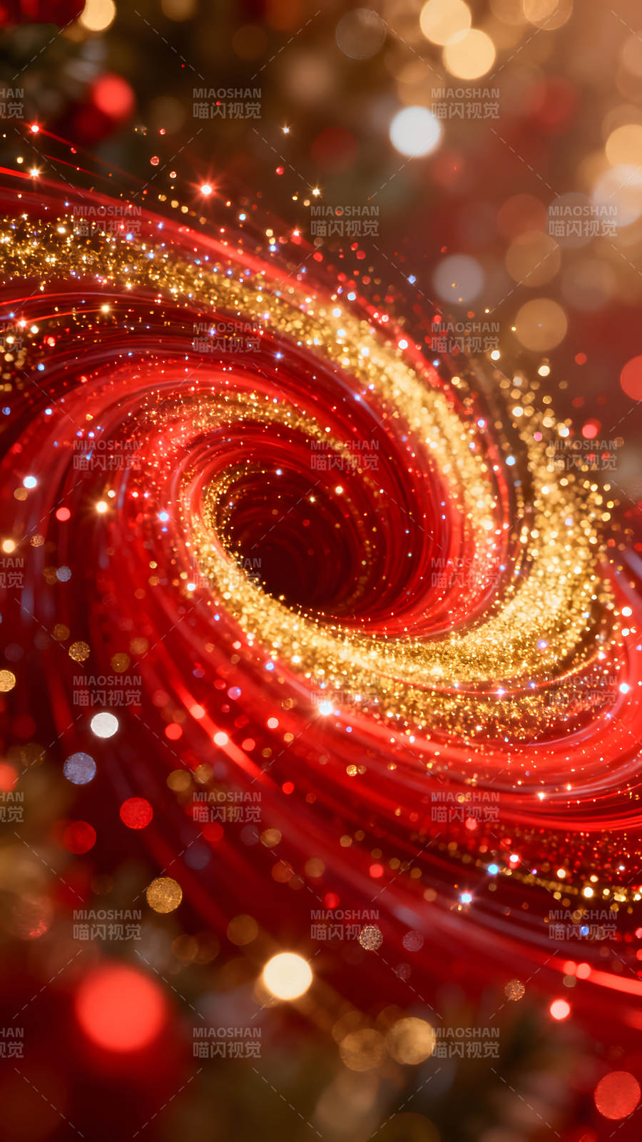 红色光芒漩涡金色闪耀星光图片