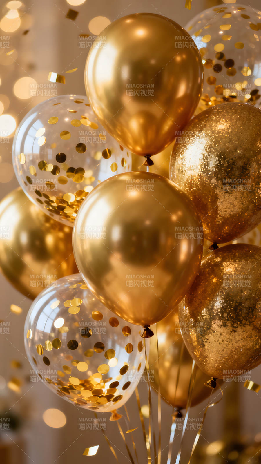 金色气球庆祝派对图片