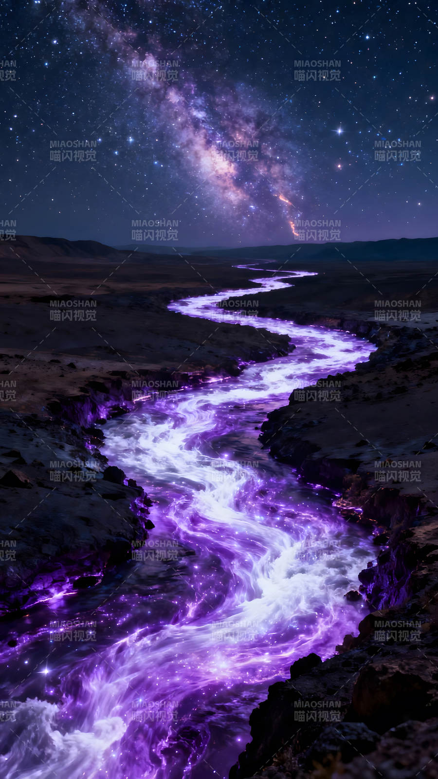 银河星河交汇河流紫色星光璀璨图片