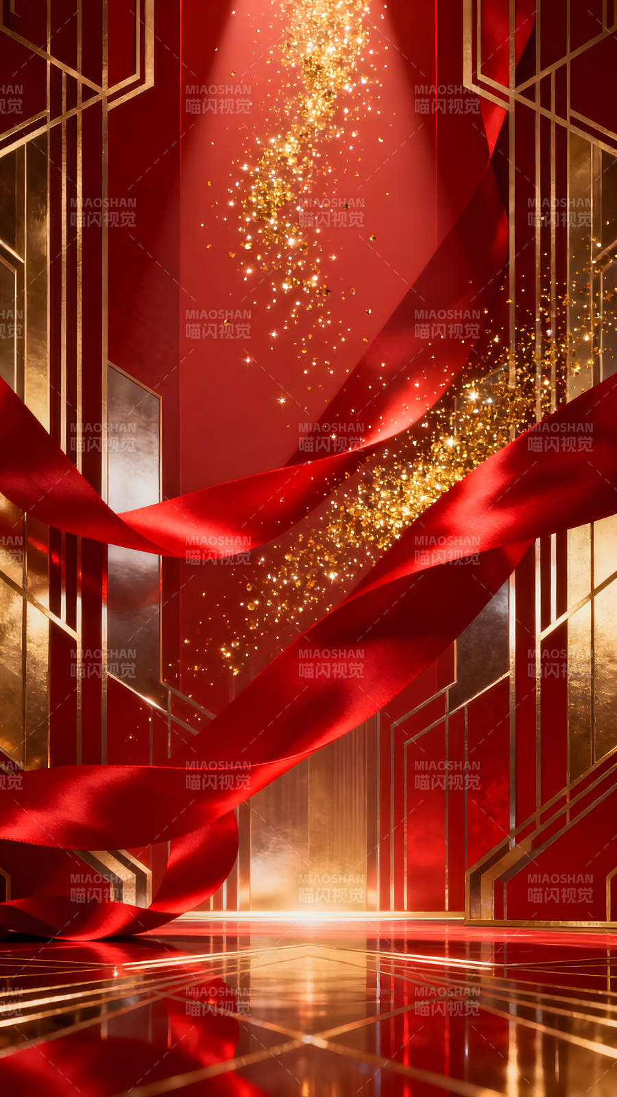 华丽红金庆典背景图片