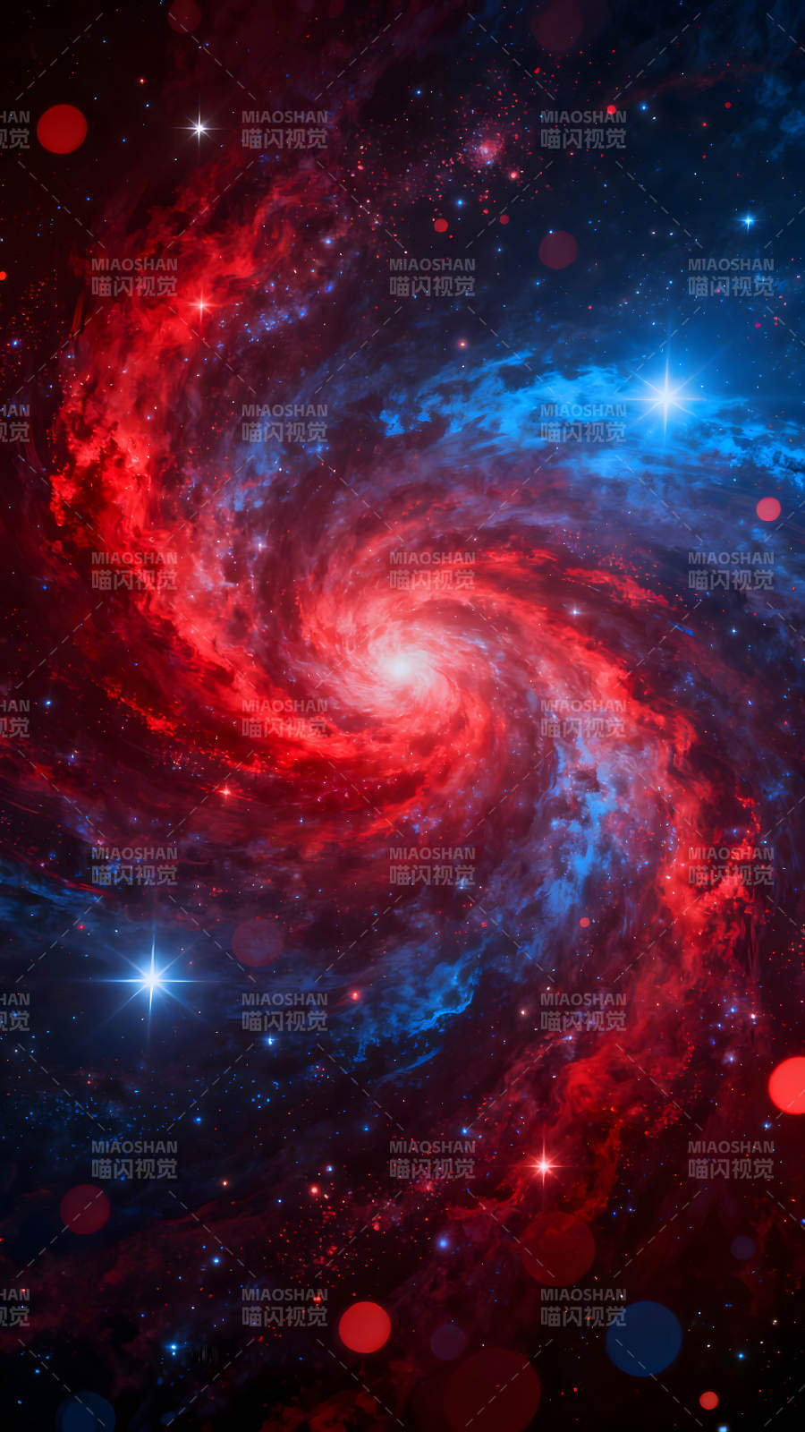 壮观的红蓝星系漩涡图片