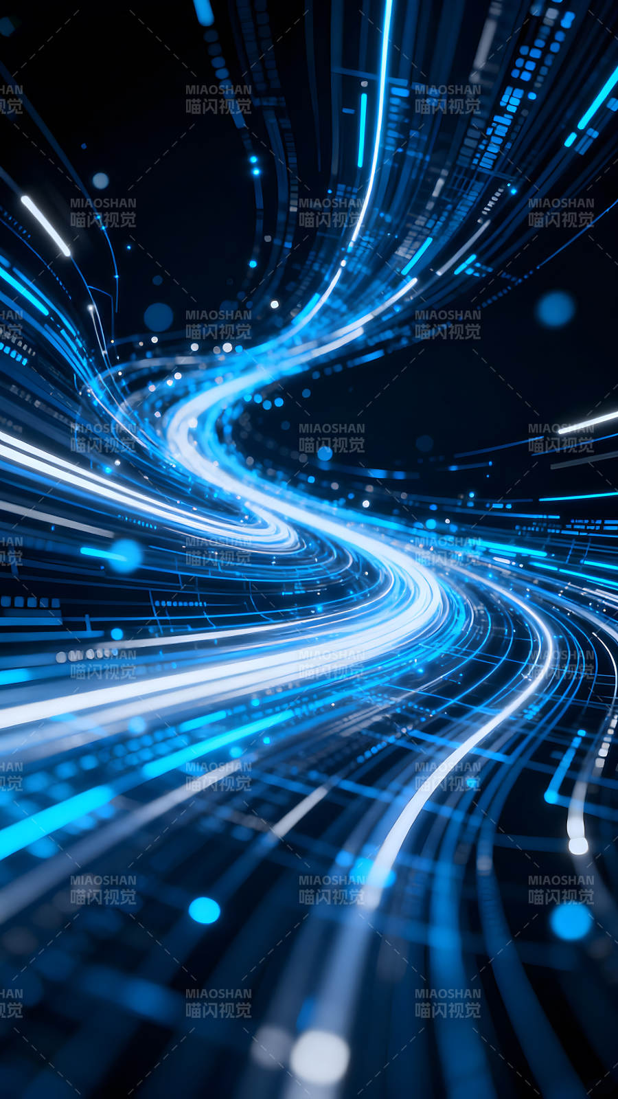 蓝色光线流动抽象科技图片