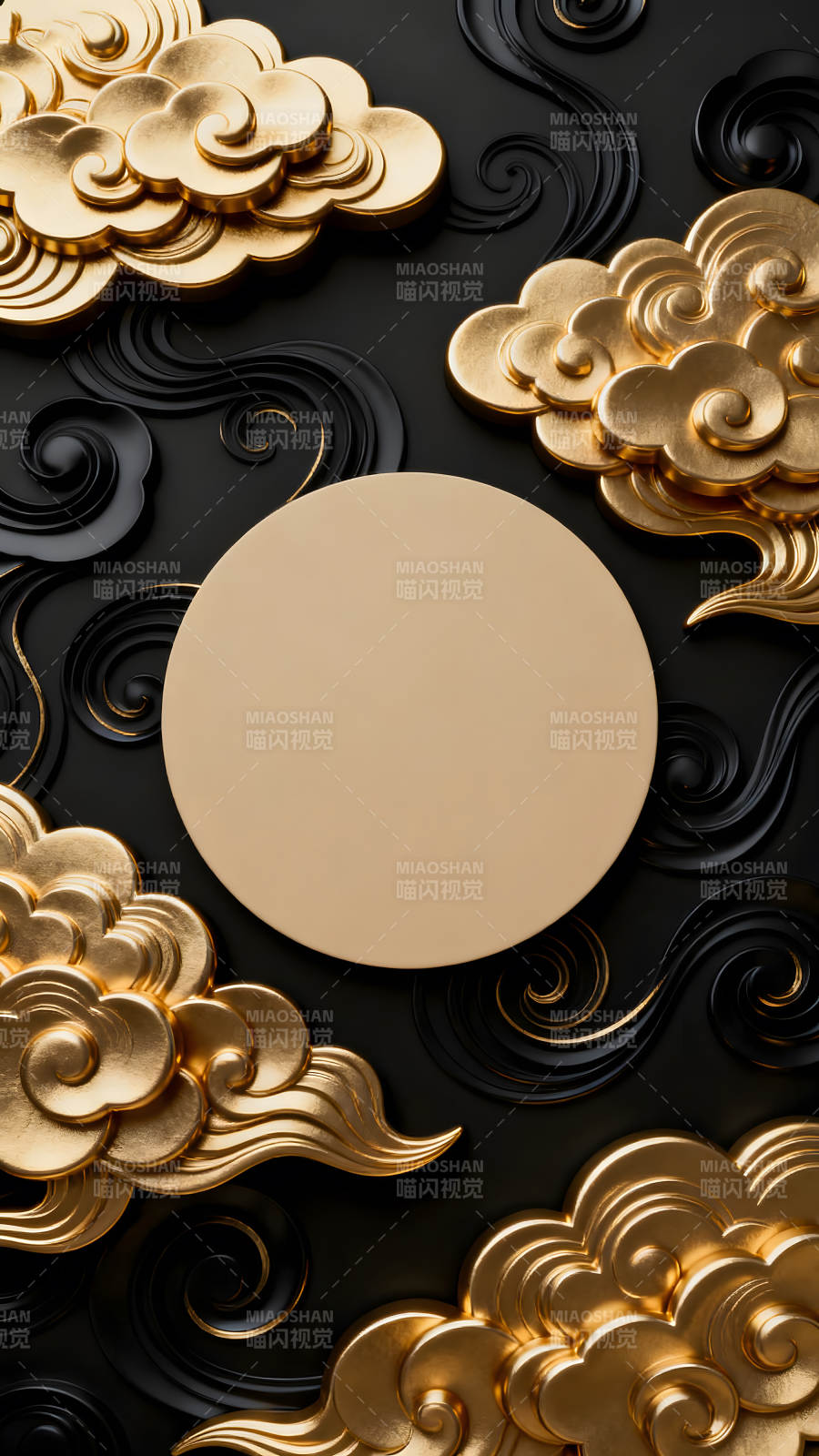 金色祥云环绕圆盘图片