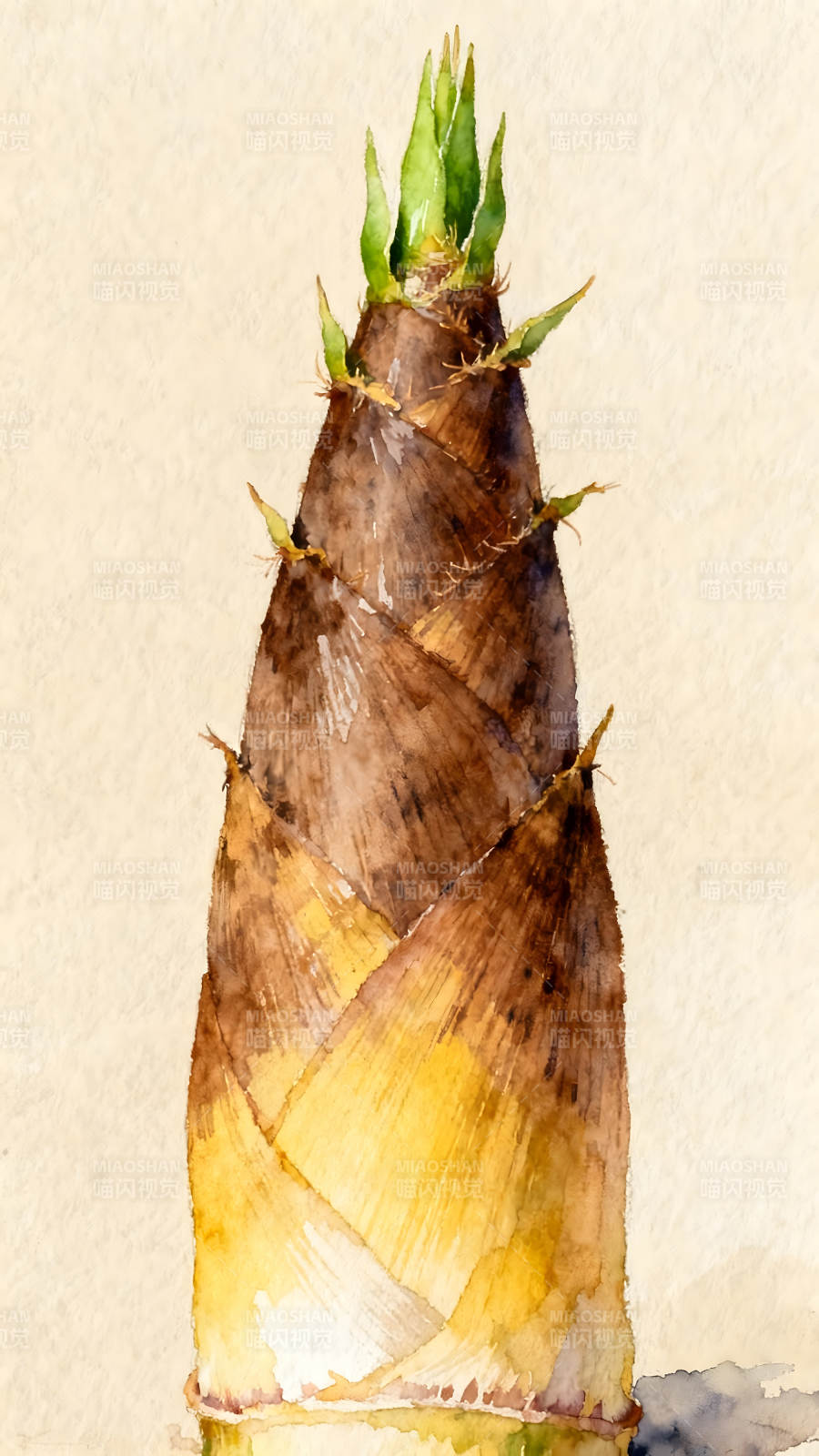 竹笋水彩画充满生机图片