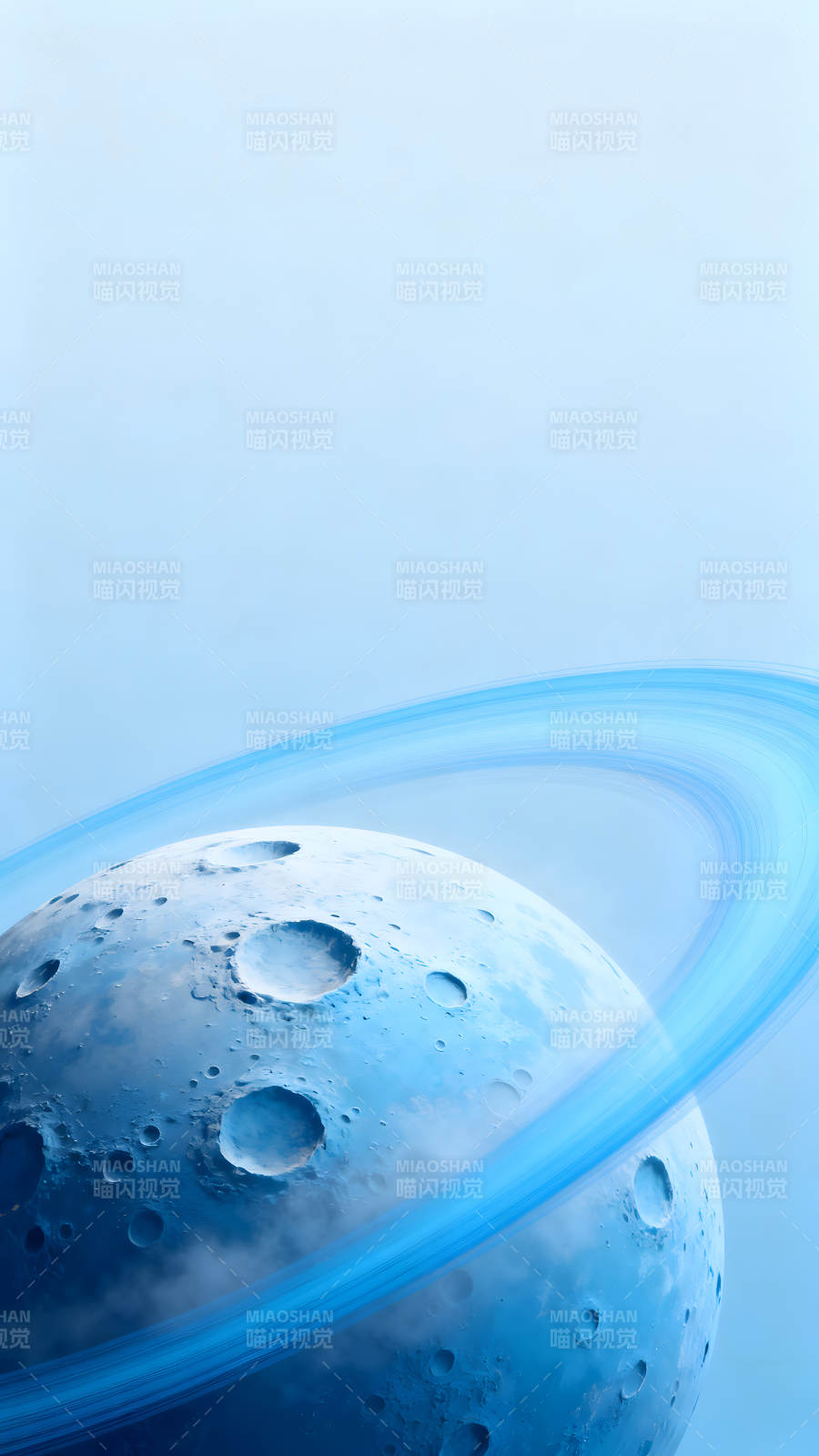 蓝色星球与光环的宇宙景象图片