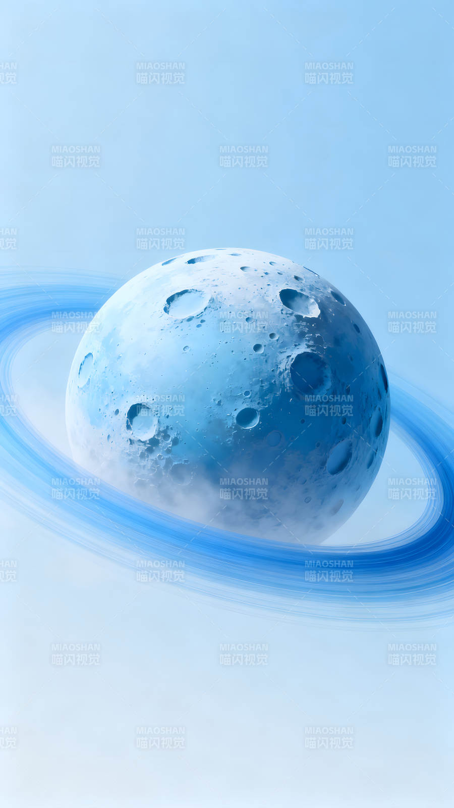 蓝色行星与光环图片