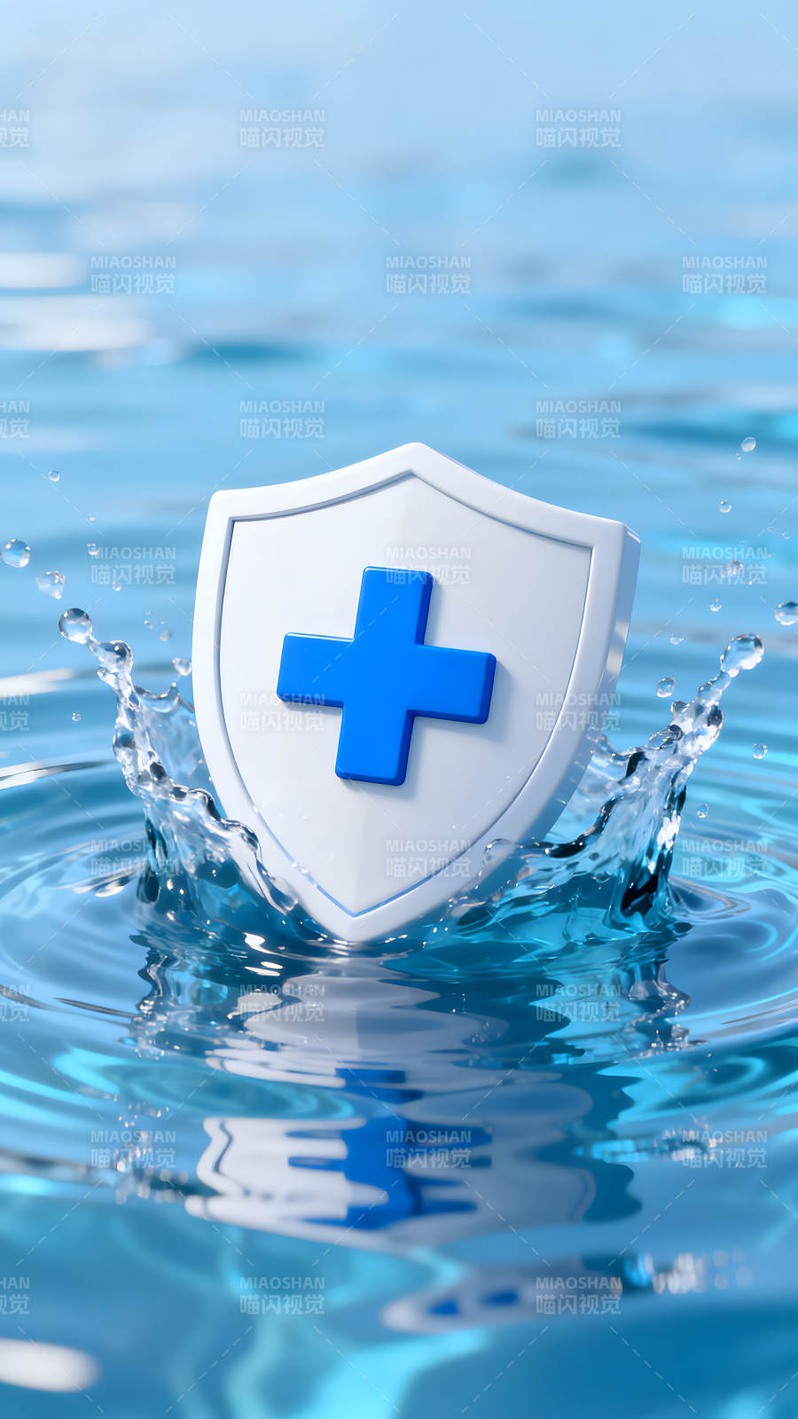 蓝色十字架保护标志水面图片